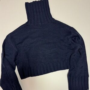 H &M Navy Cropped Sweater